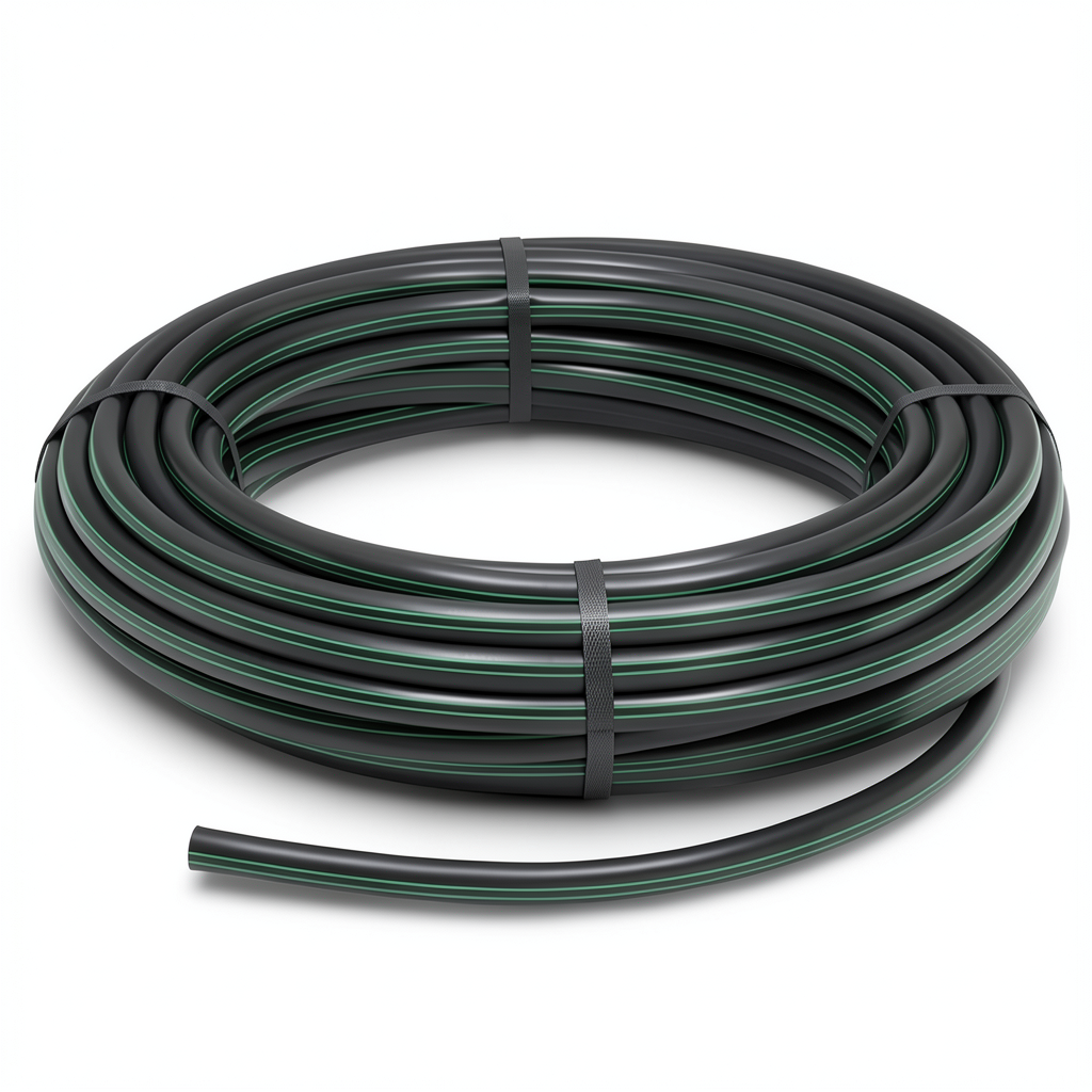 HDPE Plastic Coil Pipe Nominal Pressure 15.9 Bar PE 63 OD 63 mm SDR 7.4 Black with Green Stripes