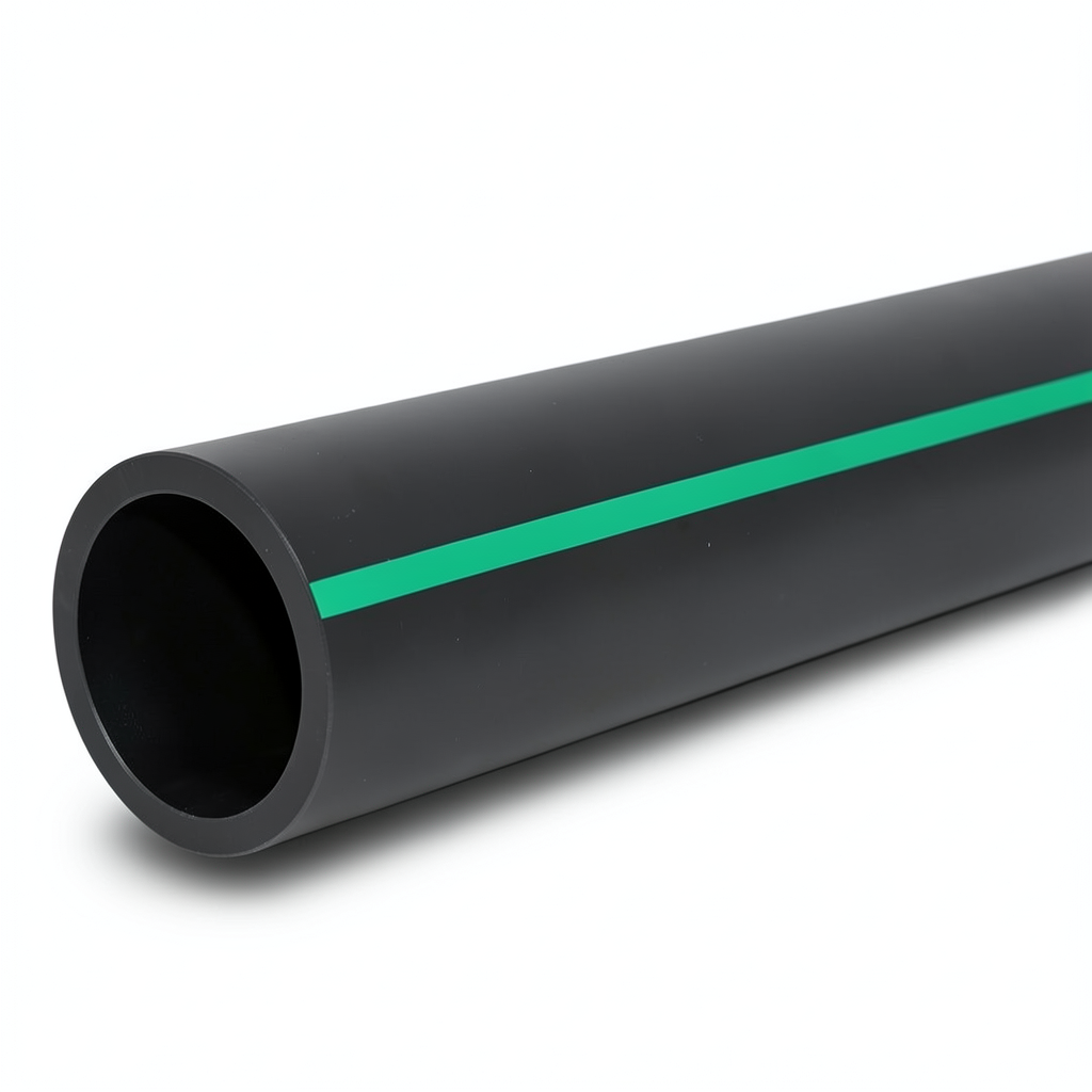 مواسير بلاستيك HDPE ضغط 6 بار PE 63، قطر خارجي 225 مم، SDR 17.6، لون أسود
