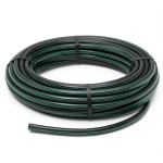 لفة أنابيب HDPE ضغط 10 بار [PE 63] قطر خارجي 90 مم SDR 11 أسود مع خط أخضر