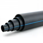 HDPE Plastic Pipe  Nominal Pressure 3.2 Bar [PE 100] Outside Diameter 200 mm  SDR 41  Color Black with Blue Stripes | Almona Factory