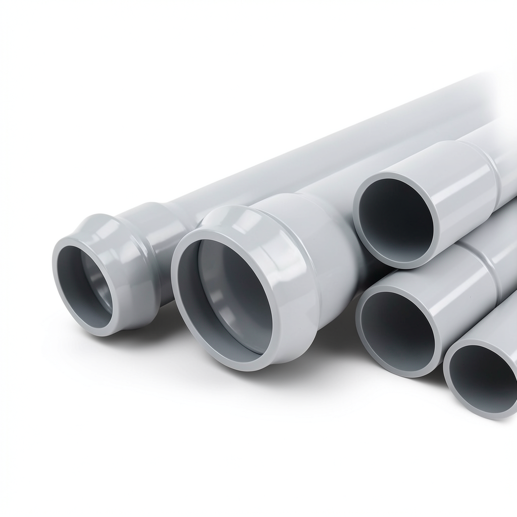 مواسير UPVC ضغط 12.5 بار قطر 630 مم سمك 30.0 مم لون رمادي