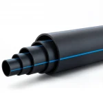 مواسير بلاستيك HDPE ضغط  3.2 بار [PE 100] قطر خارجي 450 مم  SDR 41  لون اسود مع خط ازرق | مصنع المنى