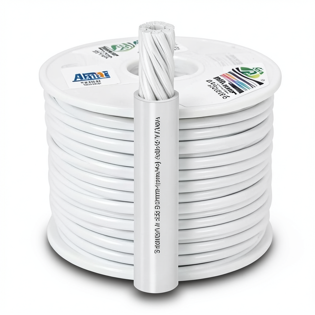 Electrical Stranded Wire Coil 500mm2 450/750V Copper Conductor 3.38mm Diameter PVC Insulation, White | Al Fanar