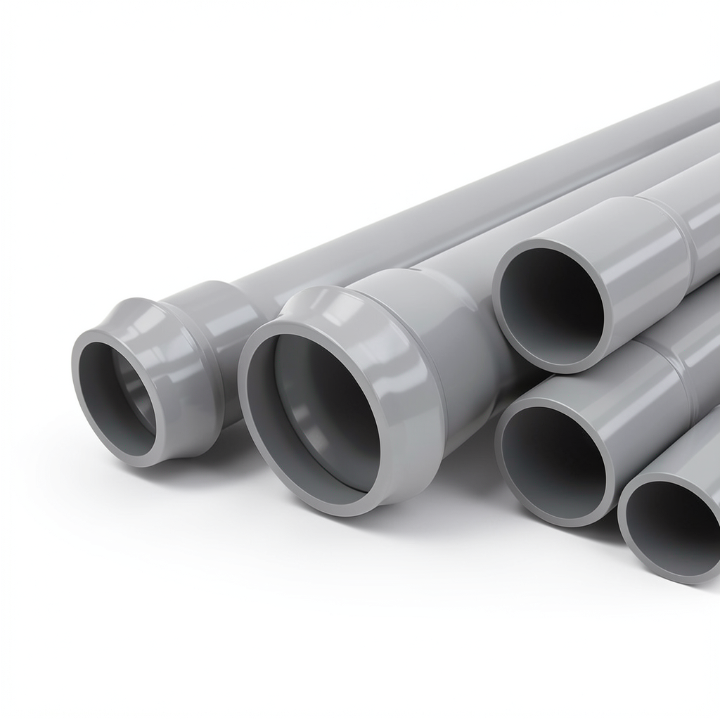 UPVC Pipes 16 Bar Pressure 200 mm OD 11.9 mm Thickness Gray