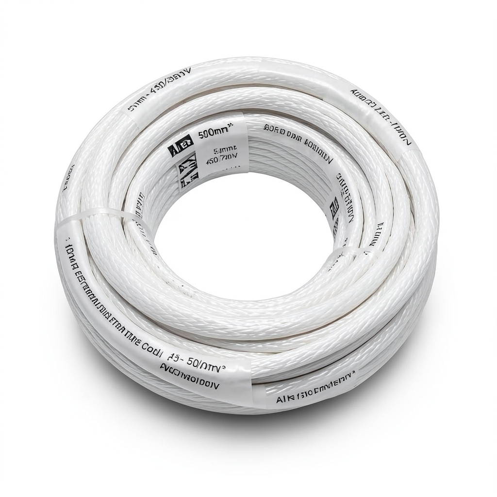 Electrical Stranded Wire Coil 500mm2 450/750V Copper Conductor 3.38mm Diameter PVC Insulation, White | Al Fanar