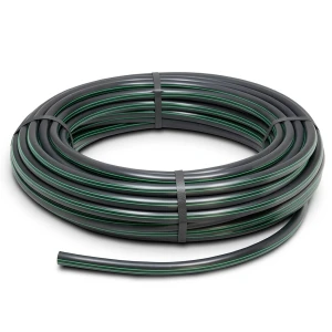 لفة أنابيب بلاستيك HDPE ضغط 15.9 بار PE 63 قطر خارجي 75 مم SDR 7.4 أسود مع خط أخضر