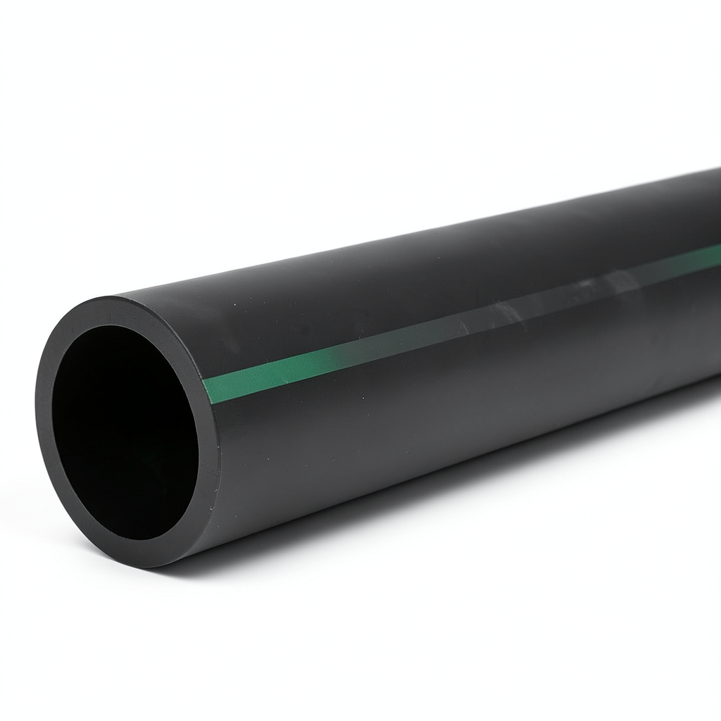HDPE Polyethylene Plastic Pipe 6 Bar Pressure PE 63, 630 mm OD, SDR 17.6, Black