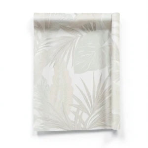Italian Leaf Patterned Wall Covering 10m x 1.06m Pale Beige, Model 5408