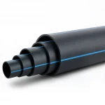 أنابيب HDPE ضغط  4 بار [PE 100] قطر خارجي 225 مم  SDR 33  لون اسود مع خط ازرق | مصنع المنى