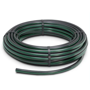 لفة أنابيب بلاستيك HDPE ضغط 10 بار PE63 قطر خارجي 140 مم SDR 11 أسود مع خطوط خضراء