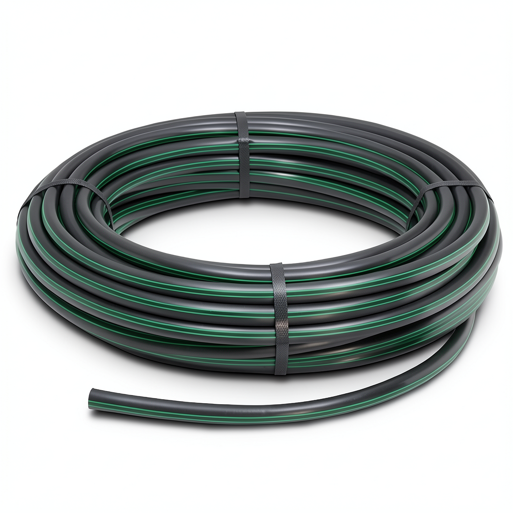 HDPE Plastic Coil Pipe Nominal Pressure 10 Bar PE63 140 mm SDR 11 Black/Green