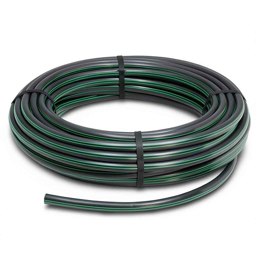 HDPE Plastic Coil Pipe PN 10 Bar PE 63 OD 160 mm SDR 11 Black with Green Stripes