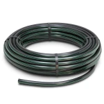 لفة أنابيب HDPE ضغط 15.9 بار PE 63 قطر خارجي 20 مم SDR 7.4 أسود مع خطوط خضراء