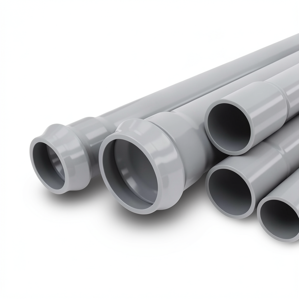 UPVC Pipes 16 Bar Pressure 200 mm OD 11.9 mm Thickness Gray
