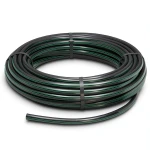لفة أنابيب بلاستيك HDPE ضغط 3.9 بار PE 63، قطر خارجي 75 مم SDR 21 أسود مع خطوط خضراء