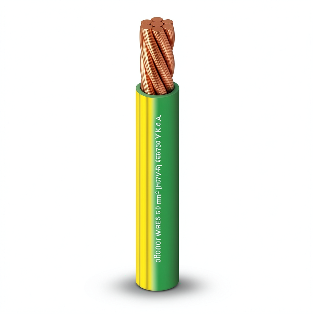 Stranded Wire 10 mm2 450/750V Copper Conductor Heat Resistant PVC Insulated, Yellow/Green | Al Fanar