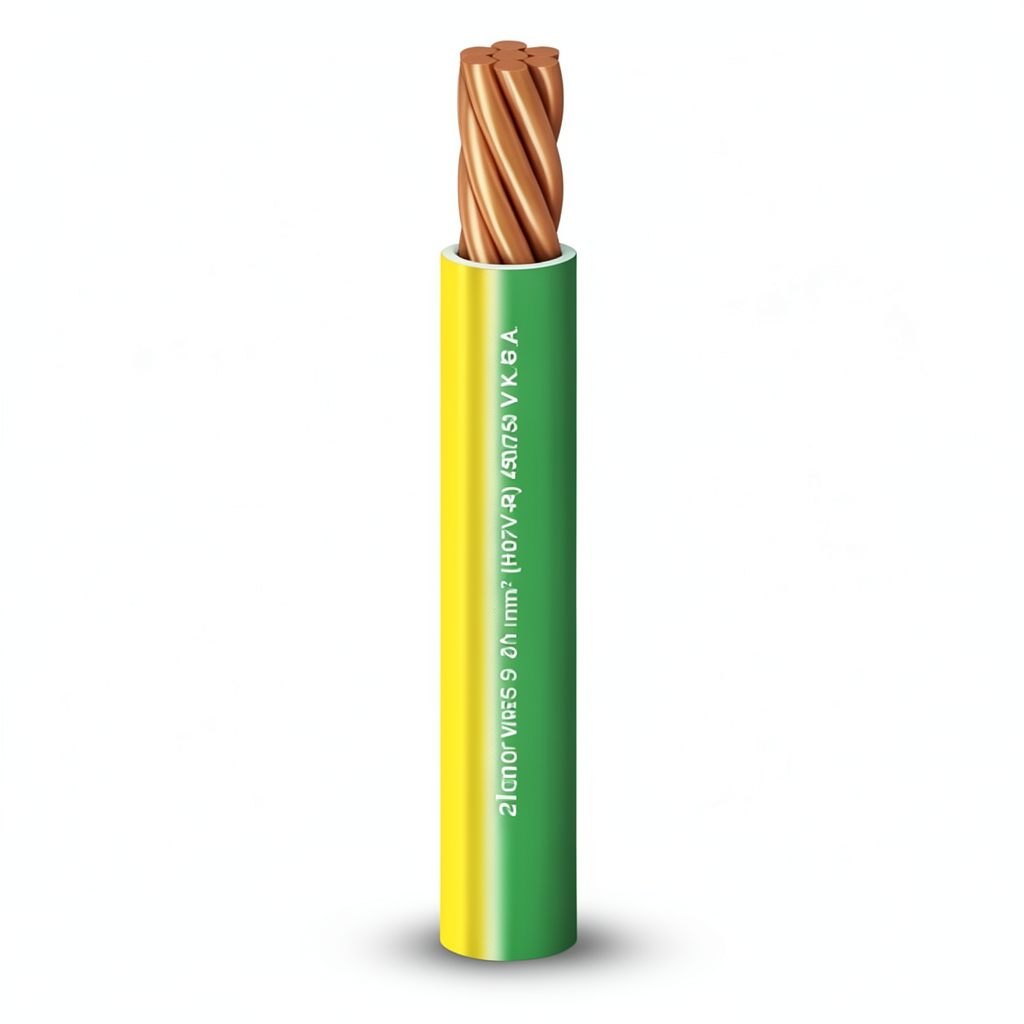 لفة سلك كهرباء مجدول 25 mm 450/750 V، موصل نحاس، عازل PVC مقاوم للحرارة، أصفر/أخضر | شركة الفنار