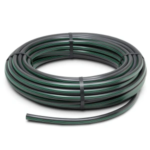 HDPE Plastic Coil Pipe Nominal Pressure 3.9 Bar PE63 OD 50 mm SDR 21 Black with Green Stripes