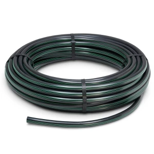 HDPE Plastic Coil Pipe PN 3.9 Bar PE 63 OD 63 mm SDR 21 Black with Green Stripes