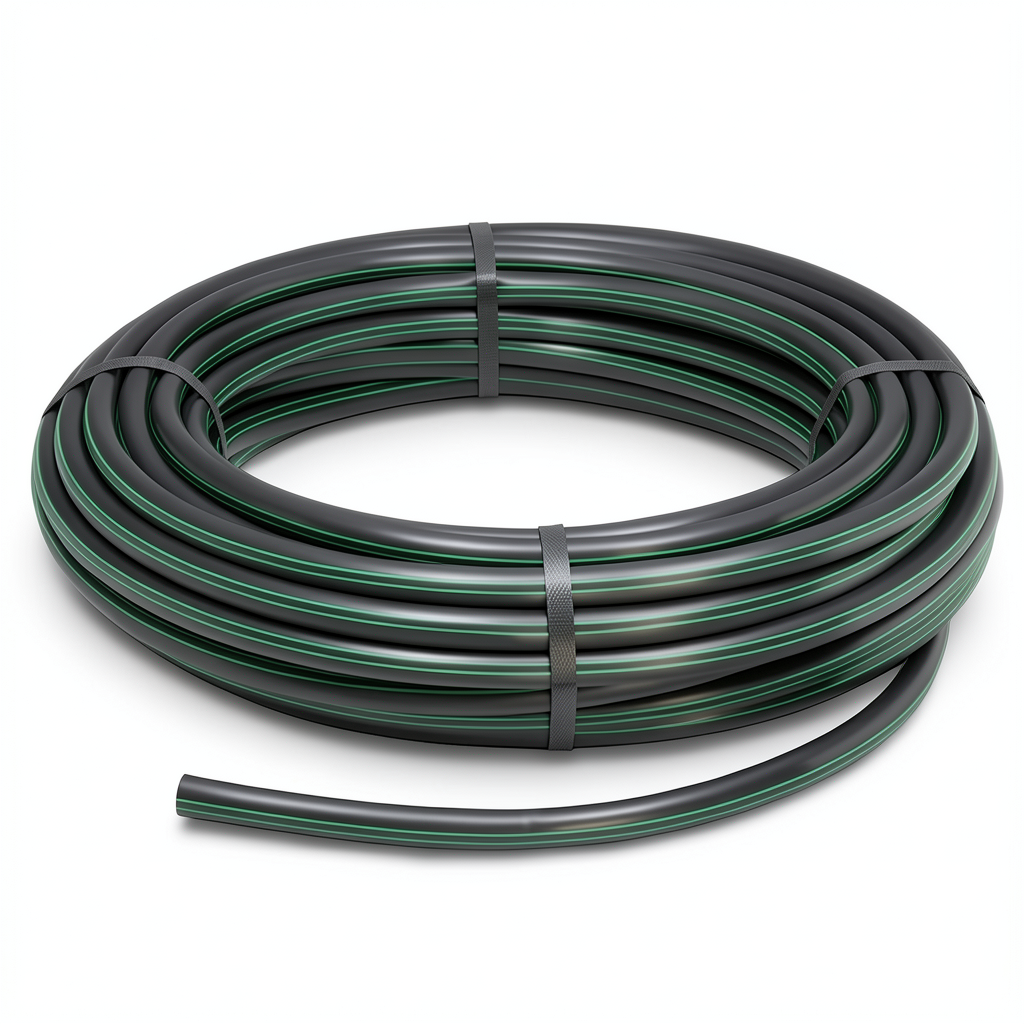HDPE Plastic Coil Pipe PN 3.9 Bar PE 63 OD 110 mm SDR 21 Black with Green Stripes