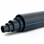 مواسير HDPE ضغط  4 بار [PE 100] قطر خارجي 200 مم  SDR 33  لون اسود مع خط ازرق | مصنع المنى