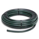 لفة أنابيب HDPE ضغط 6.2 بار PE63 قطر خارجي 25 مم SDR 13.6 أسود مع خطوط خضراء