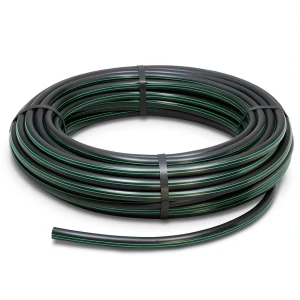 HDPE Plastic Coil Pipe Nominal Pressure 6.2 Bar PE 63 OD 40 mm SDR 13.6 Black with Green Stripes