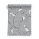 Wall Decoration Floral Design 10 m x 0.53 m Gray, Model 33306