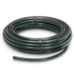 لفة أنابيب HDPE ضغط اسمي 3.9 بار PE63 قطر خارجي 90 مم SDR 21 لون أسود مع خطوط خضراء