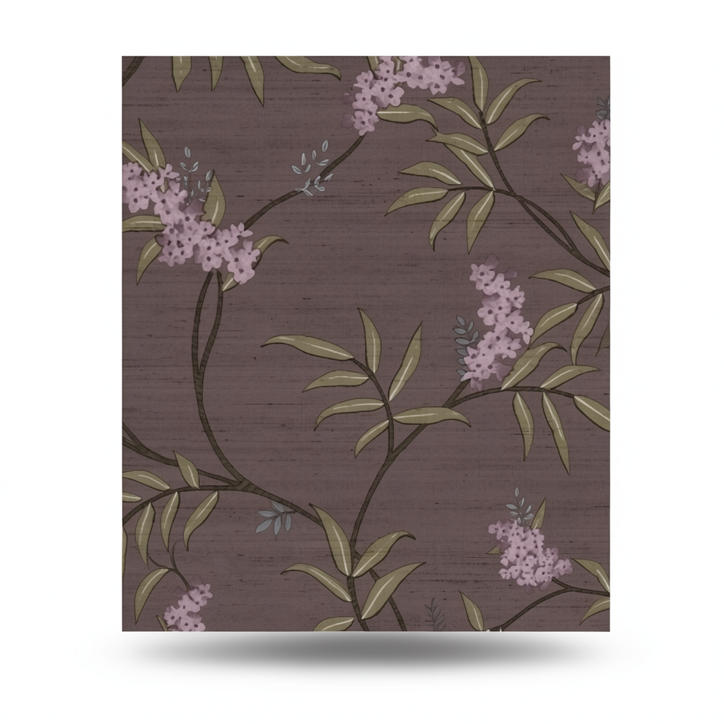 Floral Wall Covering 10m x 0.53m Dark Brown, Model 33308