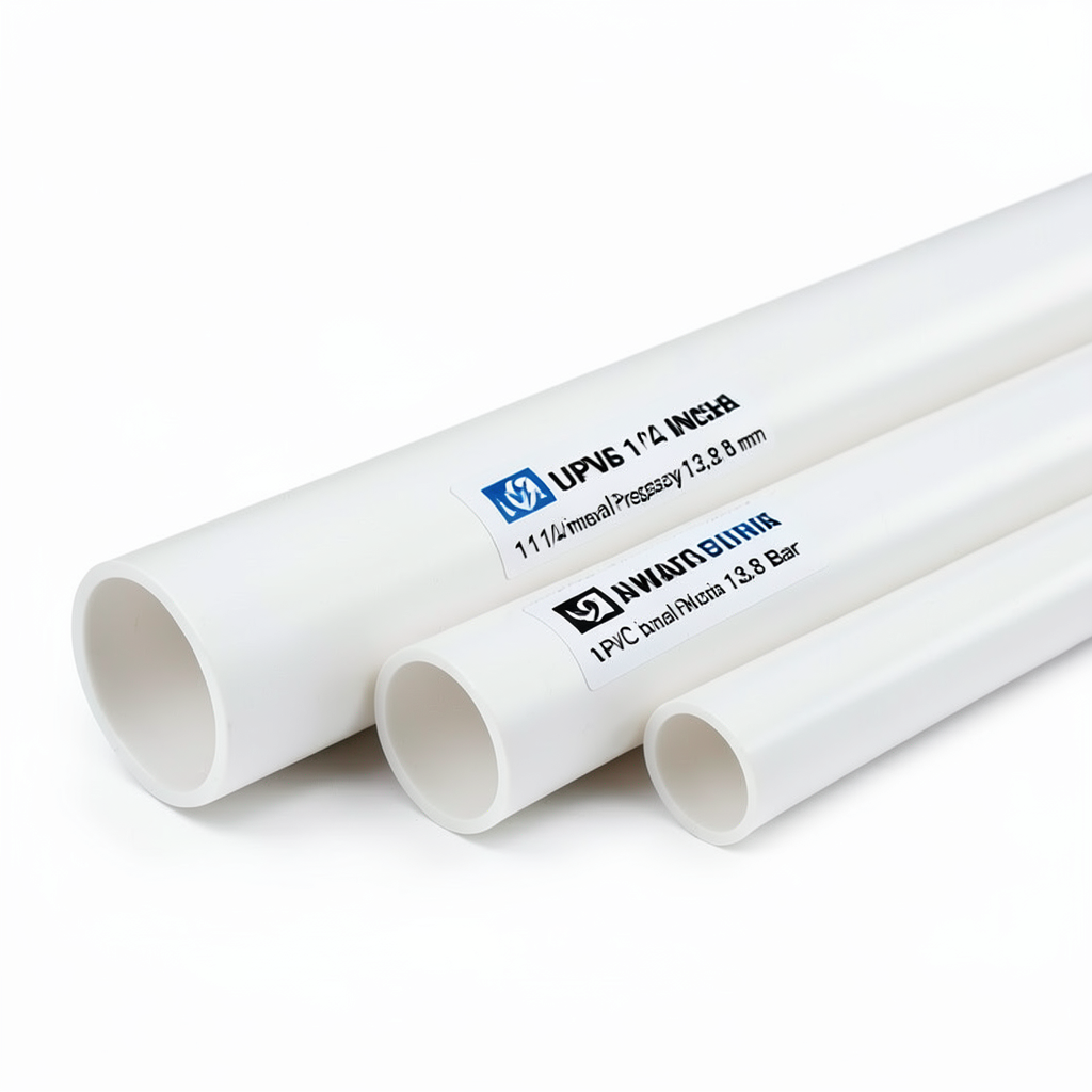 مواسير UPVC مقاس ¼ 1 إنش ضغط اسمي 13.8 بار سمك 2.01 مم أبيض | بلاستيك الوطنية