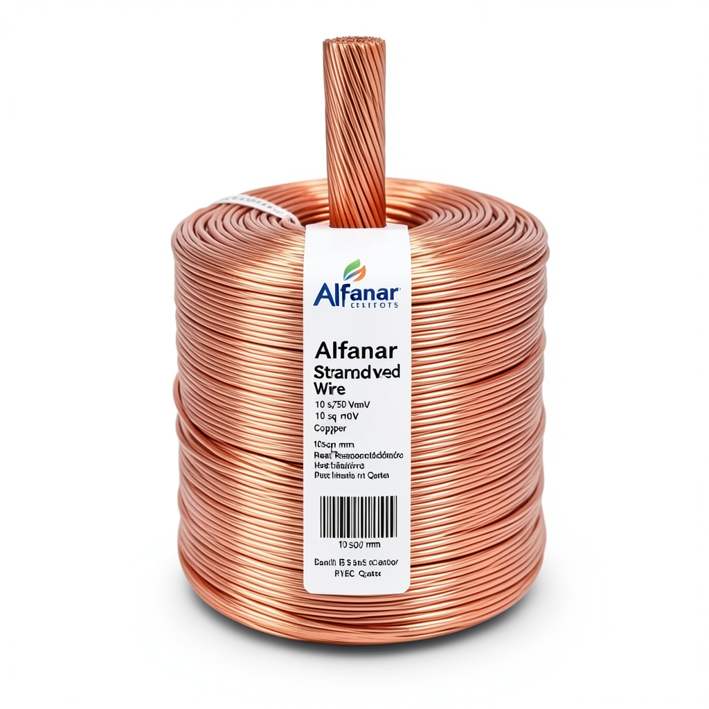 Alfanar Stranded Wire 10 sq mm 450/750 Volts Copper Conductor 1.43mm Diameter Heat Resistant PVC Insulation | Al Fanar