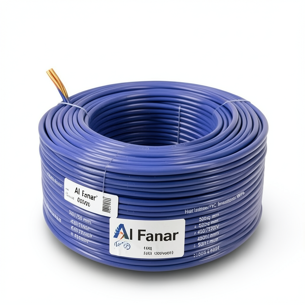لفة سلك مجدول 500 مم2 450/750 فولت، موصل نحاس معزول PVC مقاوم للحرارة، طول 300 قدم | شركة الفنار
