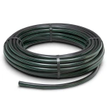 لفة أنابيب بلاستيك HDPE ضغط 3.9 بار PE 63 قطر خارجي 160 مم SDR 21 أسود مع خطوط خضراء
