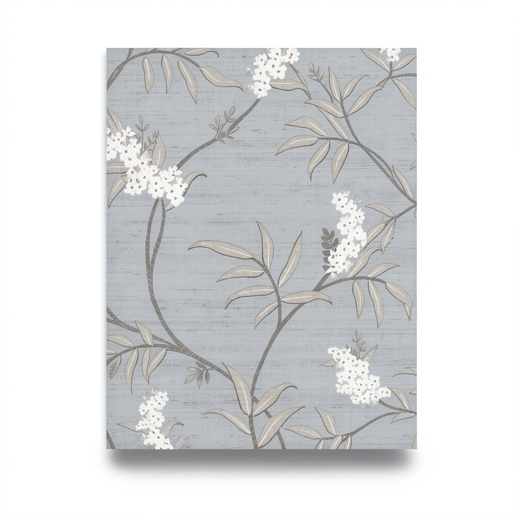 Wall Decoration Floral Design 10 m x 0.53 m Gray, Model 33306