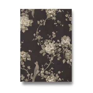 Italian Wallpaper Floral Design Dark Brown Color, Size 10mx1.06m, Model 81649