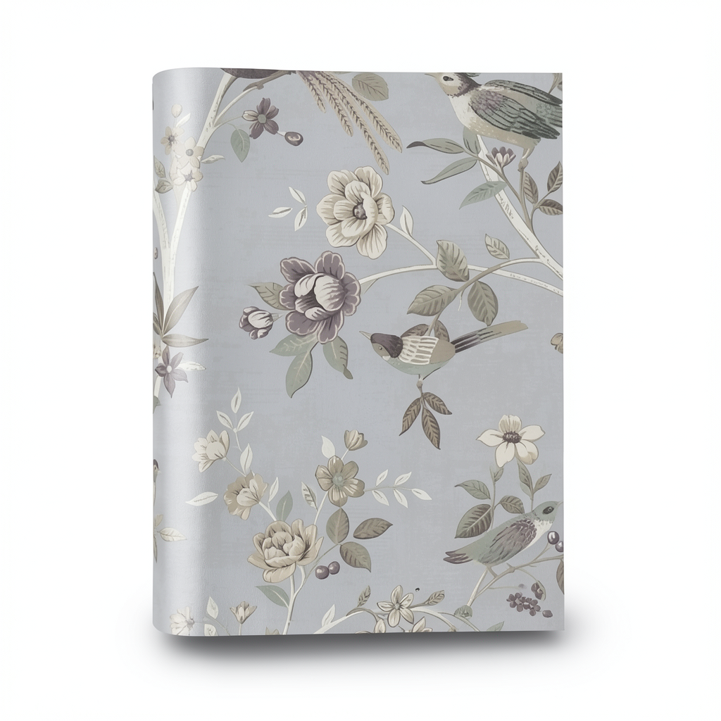 Italian Wallpaper Floral Design 10m x 0.53m Gray, Model 28845