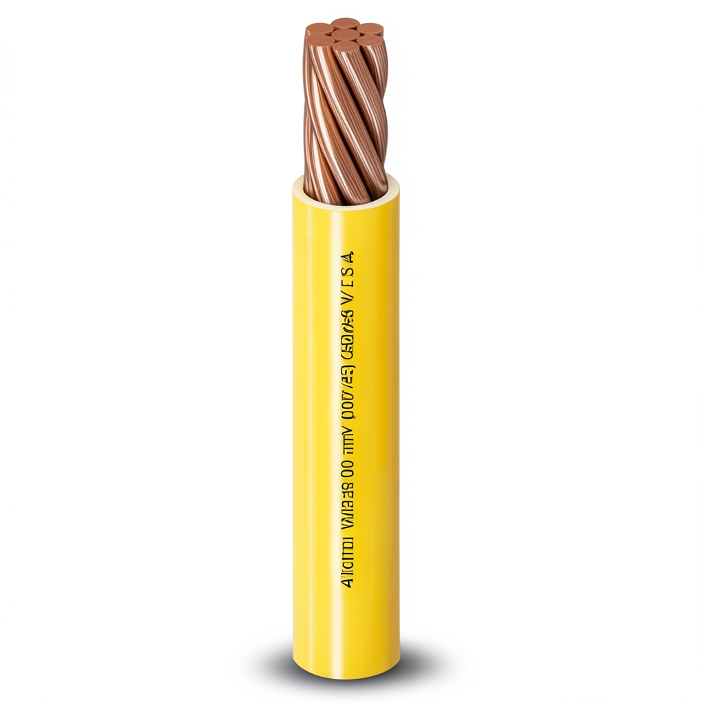سلك كهرباء مفرد 4 mm 450/750 V، موصل نحاس مجدول، عزل PVC مقاوم للحرارة، لون أصفر | شركة الفنار