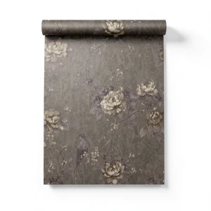 Italian Wallpaper Floral Design Dark Beige, Size 10mx1.06m, Model 81655
