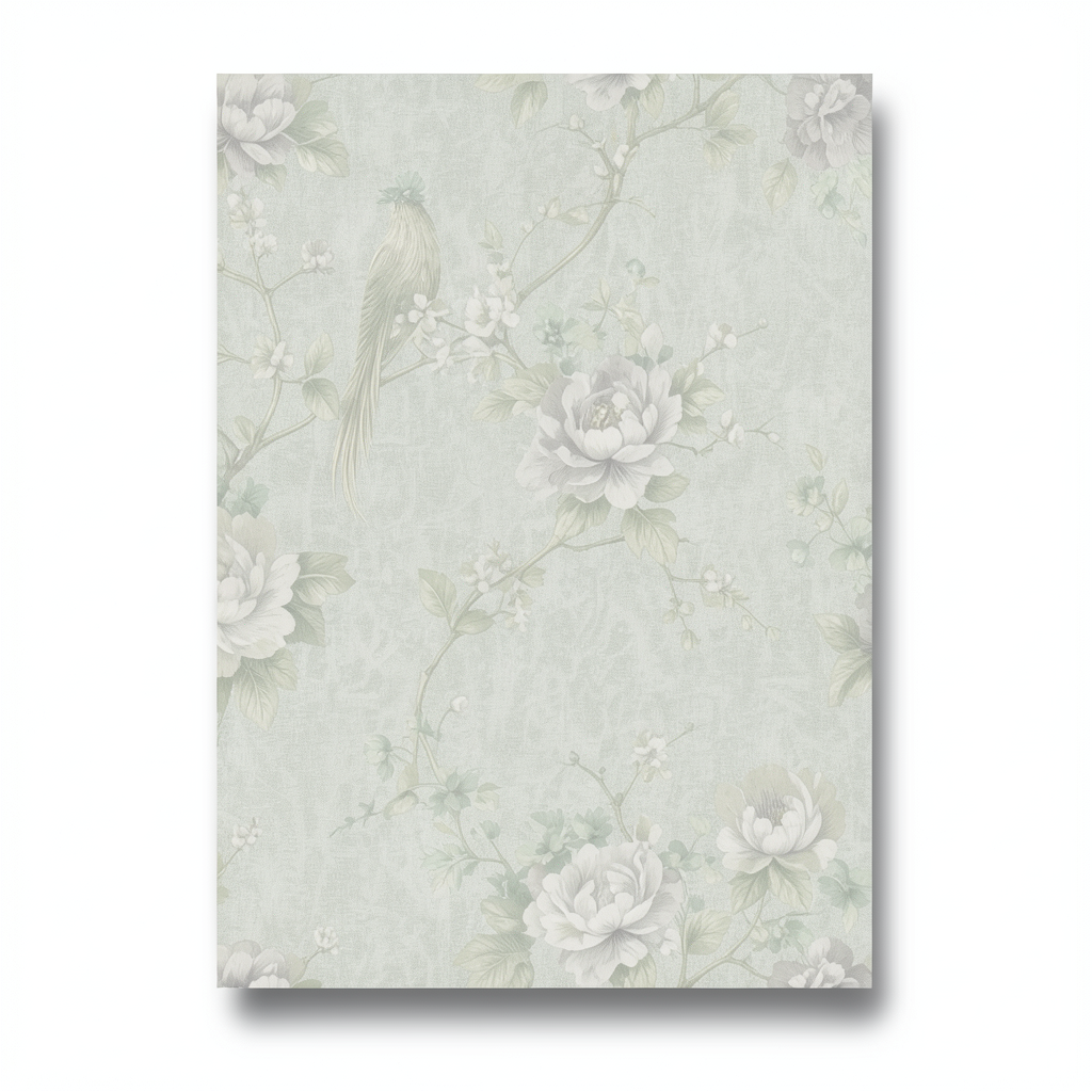 Italian Wallpaper Floral Design Pale Green, Size 10mx1.06m, Model 81656