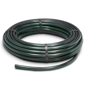 HDPE Plastic Coil Pipe Nominal Pressure 6.2 Bar PE63 OD 25 mm SDR 13.6 Black with Green Stripes