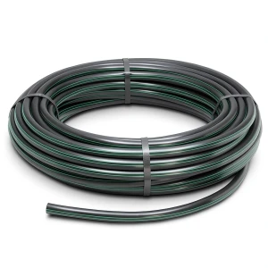 لفة أنابيب بلاستيك HDPE ضغط 6.2 بار PE 63 قطر خارجي 50 مم SDR 13.6 أسود مع خطوط خضراء