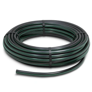 HDPE Plastic Coil Pipe PN 6.2 Bar PE 63 75 mm SDR 13.6 Black Green Stripes