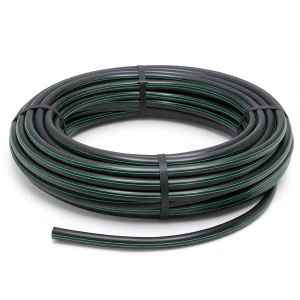HDPE Plastic Coil Pipe PN 9.8 Bar PE 63 OD 16 mm SDR 9 Black with Green Stripes