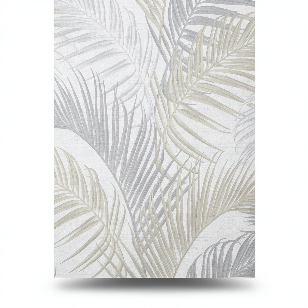 Leaf-patterned Wallpaper 10m x 0.53m Gray, Model 33311