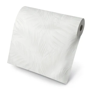 Wall Decoration Leaf-Patterned Design 10 m x 0.53 m Off White