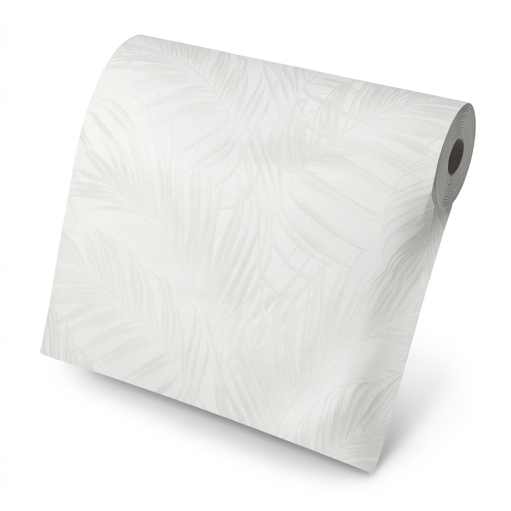 Wall Decoration Leaf-Patterned Design 10 m x 0.53 m Off White