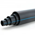 أنابيب بلاستيك HDPE ضغط  9.9 بار [PE 100] قطر خارجي 450 مم  SDR 13.6  لون اسود مع خط ازرق | مصنع المنى