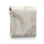Italian Wallpaper Leaf-Patterned Design 10m x 0.53m Beige, Model 33314