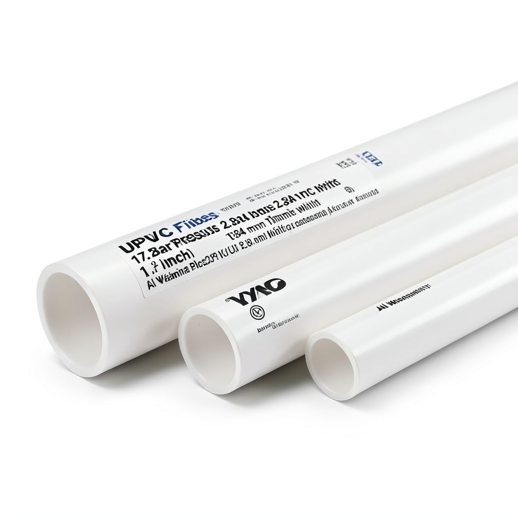 مواسير UPVC مقاس ½ 1 إنش ضغط 17.2 بار سمك 2.84 مم أبيض | بلاستيك الوطنية